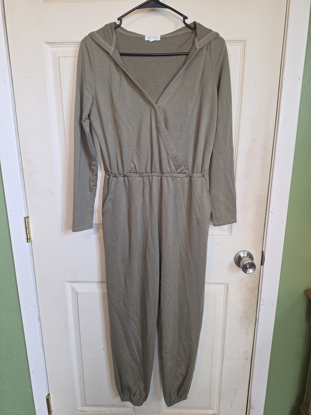 Hooded Long-Sleeve Jumpsuit in Olive